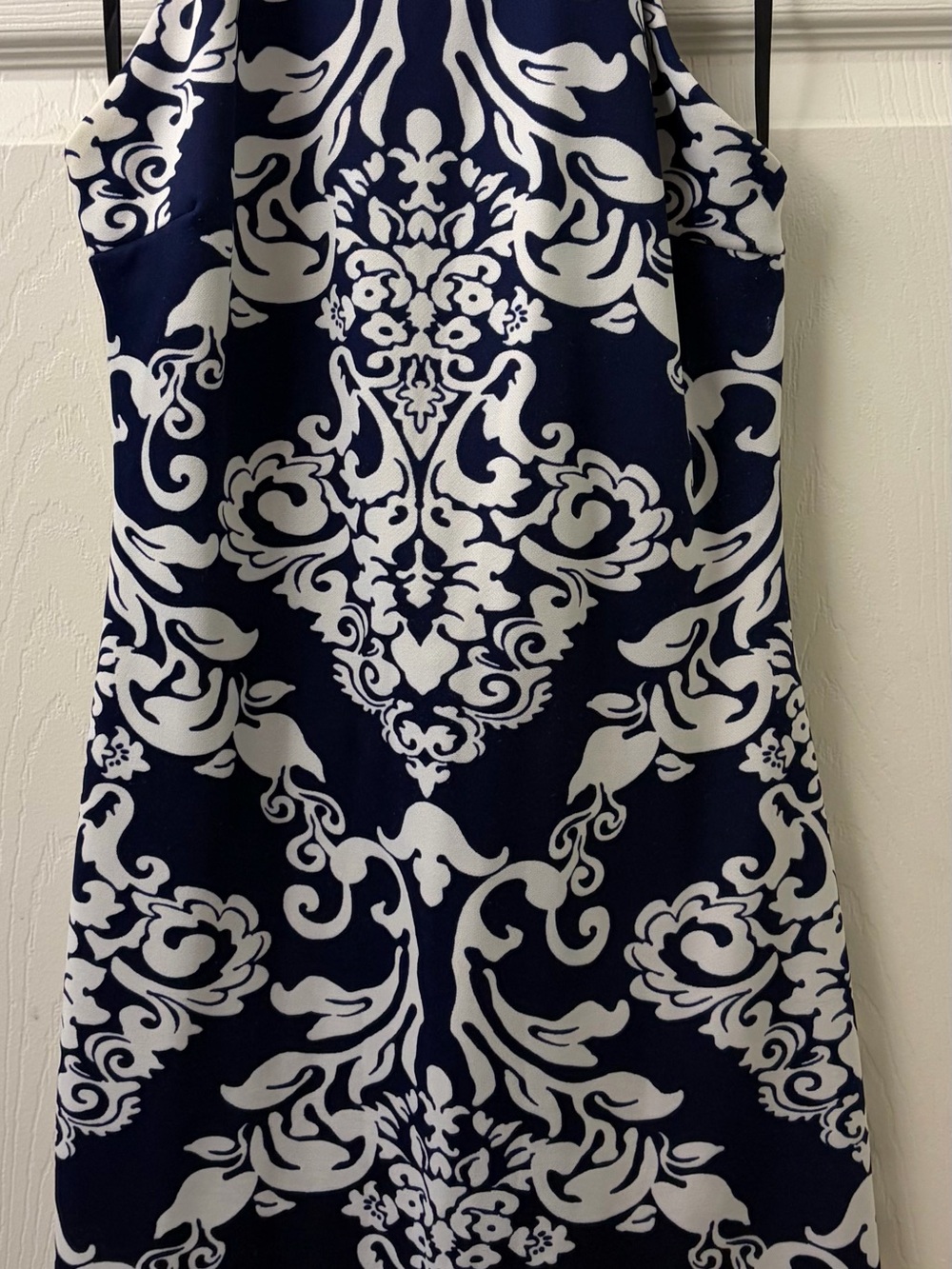 B Darlin Navy and White Damask Print Dress
